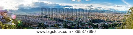 Panoramic View Of The City Of Cuenca, Ecuador, Close To Sunset, From The Mirador Del Turi Observatio