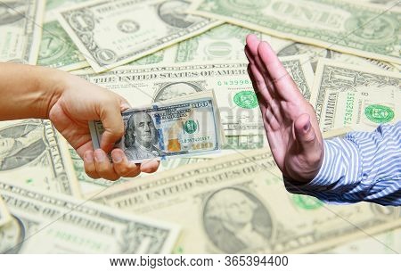Dollor Money In Hand, Isolated On White Background. Dollar Currency Of Usa. American Banknotes. Curr
