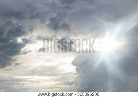 Dark Silver Cloud On The Sky. Rainy Cloud. Dark Cloud. Image For Background, Wallpaper And Copy Spac