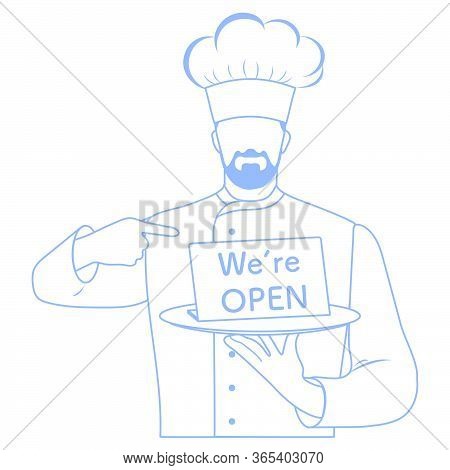 Vector Illustration Reopening Of Cafe, Restaurant After Covid-19 Quarantine, Coronavirus Pandemic. C