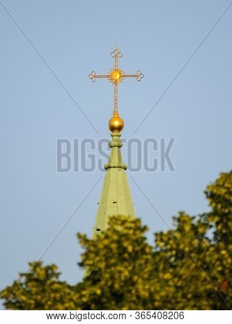 Top Of The Bell Tower Of The Church Of Jedlesee In Vienna (austria), Sunny Day In Springtime