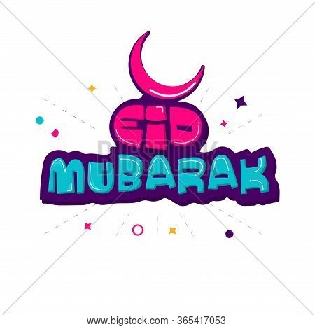 Eid Mubarak Typography Design With Abstract Background. Use For Typography, Sale, Banner, Poster, Ad