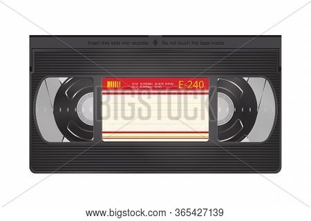 Realistic Video Recorder Tape. Video Cassette Isolated On A White Background