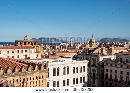 Palermo, Sicily - February 8, 2020: Liceo Classico Vittorio Emanuele Ii University From The Roof Of 