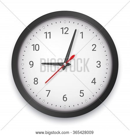 Modern Dark Quartz Wall Clock On White Background