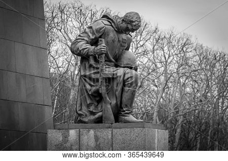 Berlin, Germany. February 16, 2020. Soviet War Memorial Treptow And Military Cemetery In The Treptow