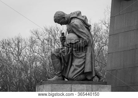 Berlin, Germany. February 16, 2020. Soviet War Memorial Treptow And Military Cemetery In The Treptow