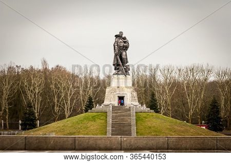 Berlin, Germany. February 16, 2020. Soviet War Memorial Treptow And Military Cemetery In The Treptow