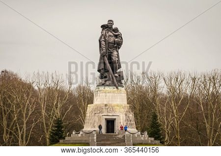Berlin, Germany. February 16, 2020. Soviet War Memorial Treptow And Military Cemetery In The Treptow