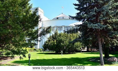 Warsaw, Poland. 9 May 2020. Exterior View Of Sejm Parliament Building