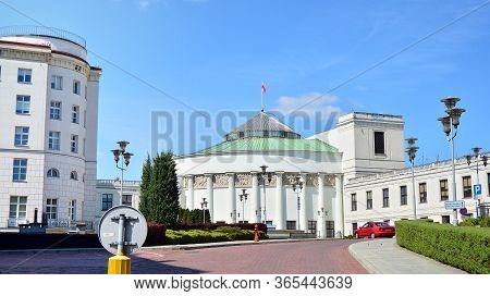 Warsaw, Poland. 9 May 2020. Exterior View Of Sejm Parliament Building