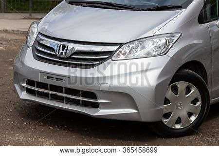 Novosibirsk/ Russia - May 02 2020: Honda Freed,close-up Of The Headlight, Bumper, Wheel, Logo Radiat