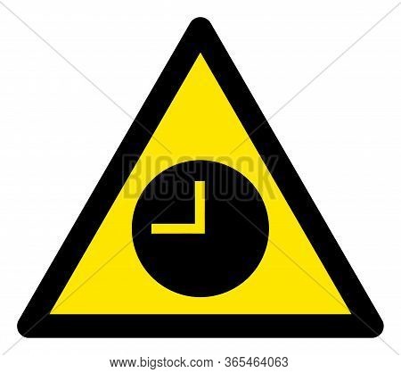 Raster Expired Flat Warning Sign. Triangle Icon Uses Black And Yellow Colors. Symbol Style Is A Flat