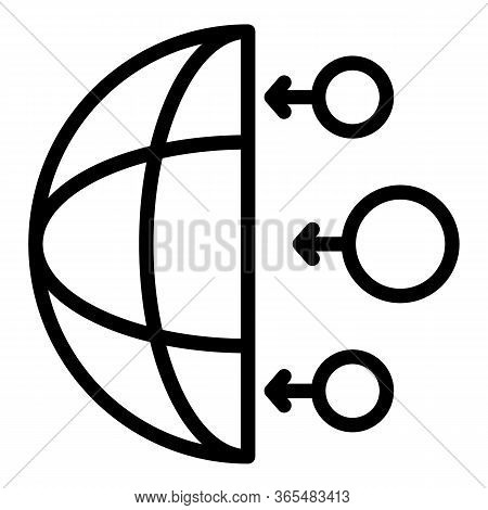 Three Circles Point Half Globe Icon. Outline Three Circles Point Half Globe Vector Icon For Web Desi