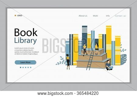Web Page Design Template For Book Library, Online Learning, Education. Modern Vector Illustration Co