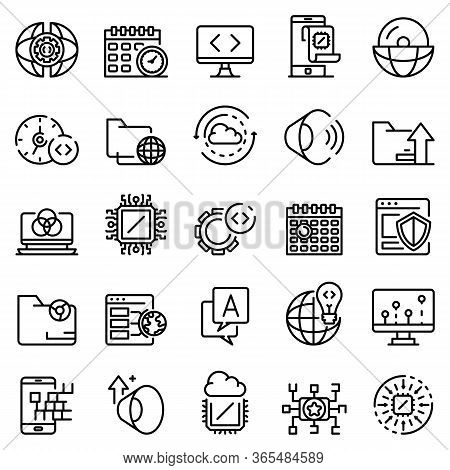 Operating System Icons Set. Outline Set Of Operating System Vector Icons For Web Design Isolated On 