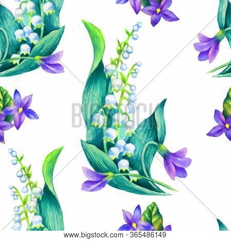 Spring Flowers Watercolor Flowers Seamless Pattern