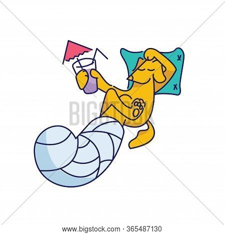 Color Rehabilitation And Treatment Of Animals. Veterinary Clinic For Dogs. The Animal Is Ill Illustr
