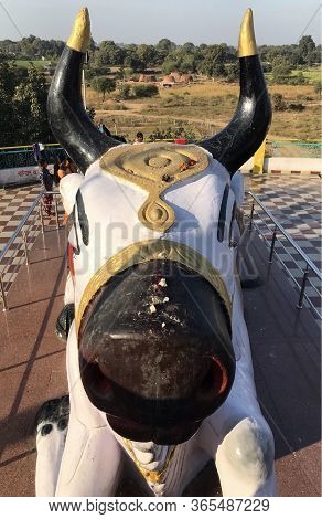 Gadarwara, Madhya Pradesh/india - December 29, 2018 : Head Of Nandi Or Bull, It Is The Gate Guardian