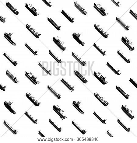 Seamless Patternt Of Large Cargo And Tanker Ships. Seamless Background Of Modern Container Sea Vesse