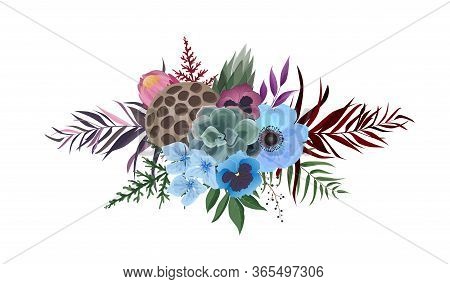Vector Flowers Set. Colorful Floral Collection With Leaves And Flowers. Vector Flower Bouquet.
