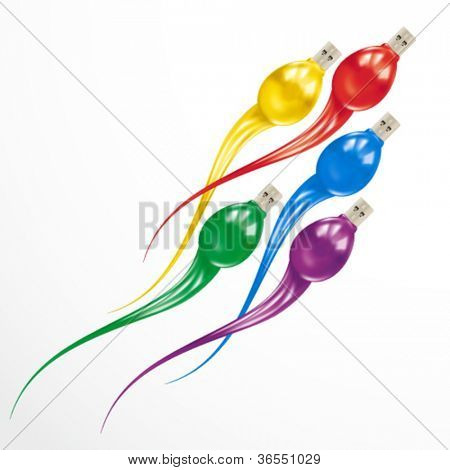 USB флэш-диск атака. Красочные информации концепция, изолированные на белом фоне.