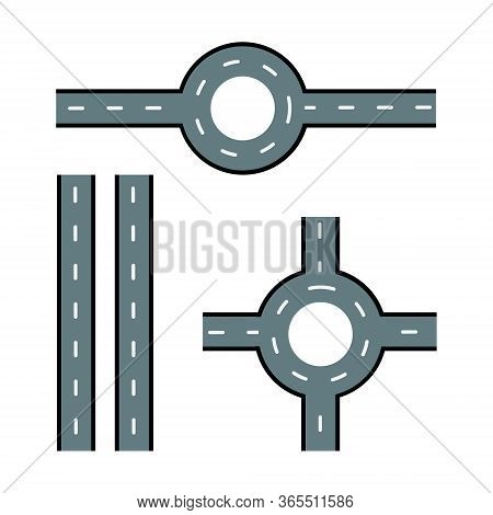 Road Elements. Streets And Roads Set. Trendy Flat Style For Graphic Design, Web-site. Stock Vector I