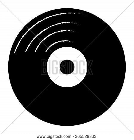 Retro Vinyl Record Black And White Icon
