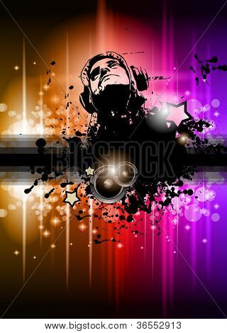 Folleto de la discoteca con un montón de elementos de diseño colorido abstractos. Ideal para carteles y música centrico