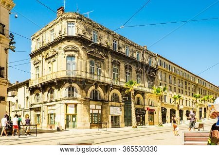 France Nimes August 4 2016 Front View Of The Facade Of The Nimes Railway Station France
