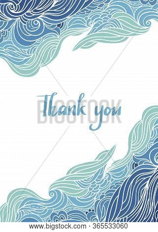 Elegant Vertical Waves Border On White Background. Wavy Striped Pattern. Hand-drwn Frame In Doodle S