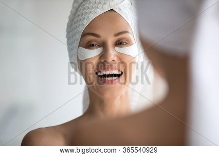 Woman Face With Applied Anti Wrinkle Hydrogel Under-eye Patches