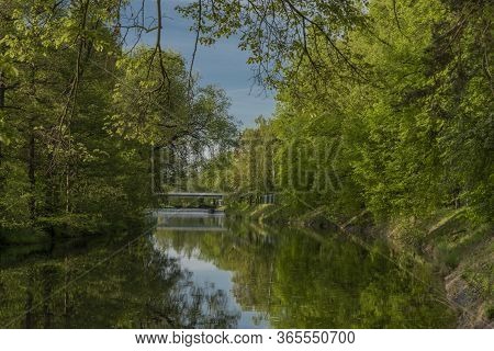 Malse River In Spring Morning In Budweis City
