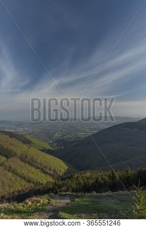 Color Spring Morning View From Pustevny In Beskydy Mountains