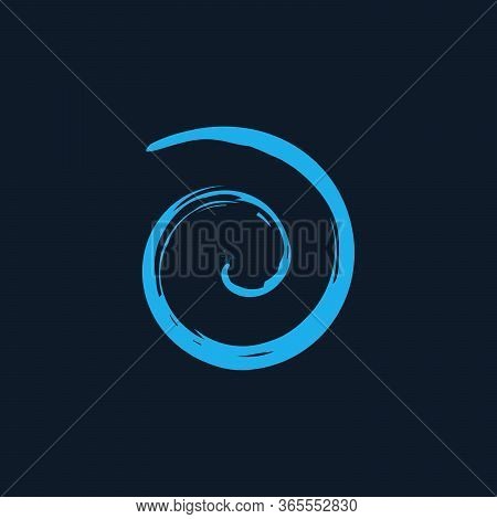 Blue Spiral Twirl Shape Cycle Creative Symbol. Wave Icon. Spiral Brush Stroke Element. Round Shape. 