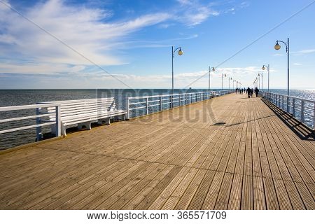 Jurata, Poland - May 09, 2020:jurata Pier, A Very Popular Tourist Destination In Northern Poland.
