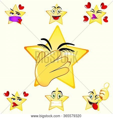 Illustration Of New Smile Shame Emoji Set. Stock Vector Icon. Light Background.