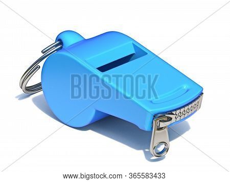 Blue Whistle With A Closed Zipper 3d Render Illustration Isolated On White Background