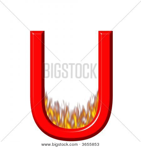 关于火的 3D 字母 U