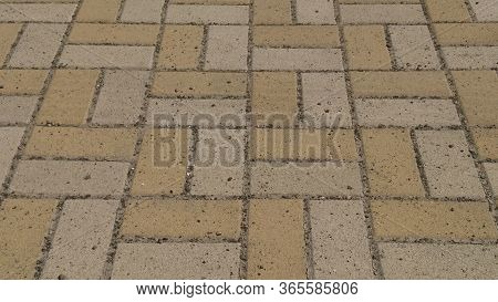 Perspective View Of Monotone Gray Brick Stone On The Ground For Street Road. Sidewalk, Driveway, Pav