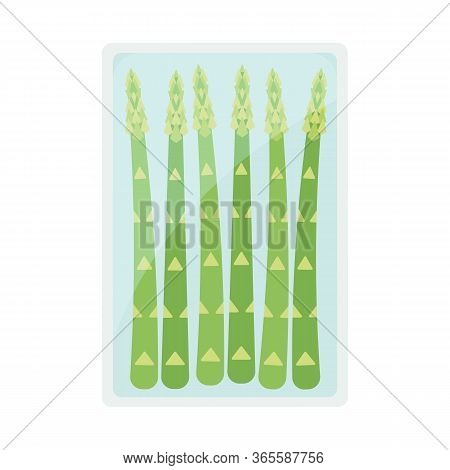 Pack Of Asparagus From Supermarket. Concept Of Green Eco Life, Vegan Food, Farm Product, Vegetable, 