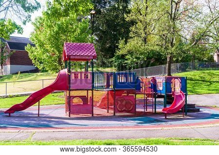 Pittsburgh, Pennsylvania, Usa 5/10/20 Playground Equipment Closed And Roped Off Due To The Covid 19 