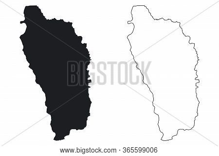 Dominica Country Map. Black Silhouette And Outline Isolated On White Background. Eps Vector