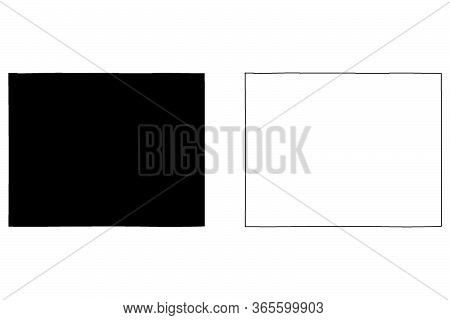 Wyoming Wy State Map Usa. Black Silhouette And Outline Isolated Maps On A White Background. Eps Vect