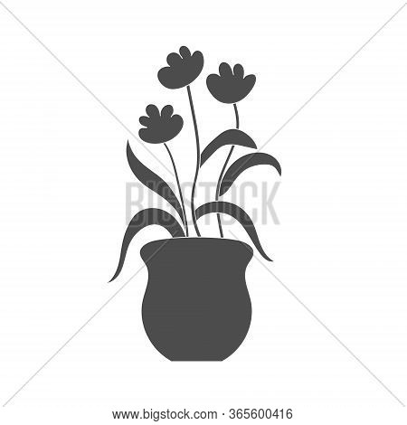 Vector Illustration Of A Flower. Stock Illustration Isolated On A White Background Filled Silhouette