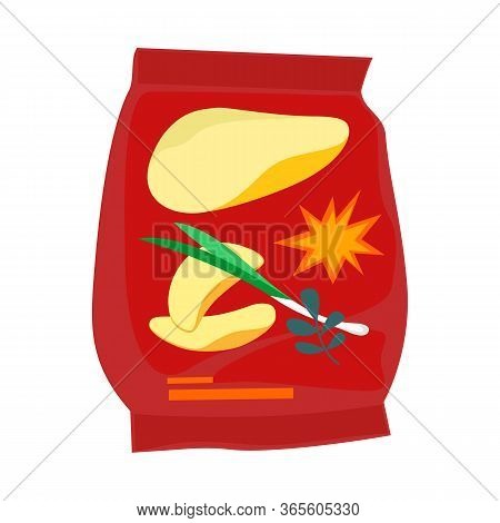 Vector Design Of Chip And Slice Symbol. Web Element Of Chip And Bag Stock Symbol For Web.