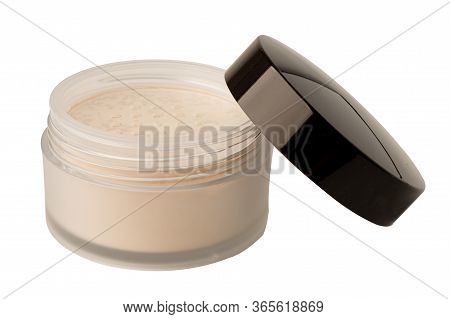 Face Friable Powder Box Case Cosmatic Isolated On White Background With Clipping Path.