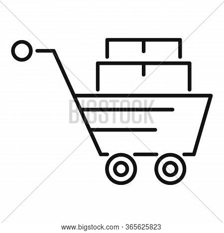 Relocation Wheel Cart Icon. Outline Relocation Wheel Cart Vector Icon For Web Design Isolated On Whi