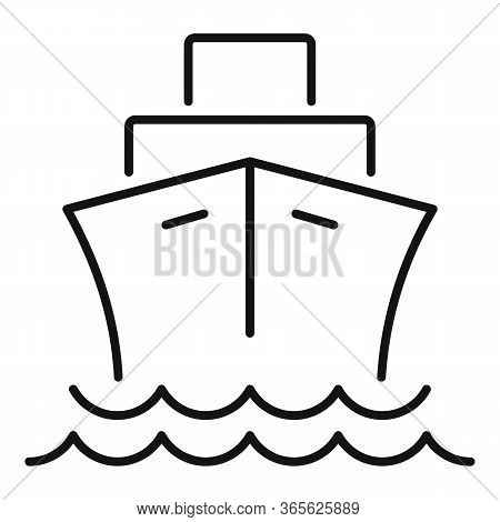Cargo Ship Icon. Outline Cargo Ship Vector Icon For Web Design Isolated On White Background