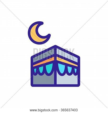 Cubic Black Building And Moon Icon Vector. Cubic Black Building And Moon Sign. Color Symbol Illustra